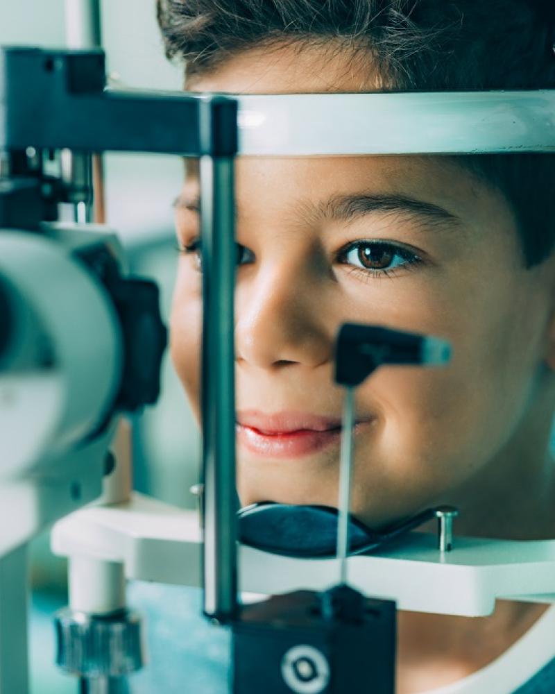 Boy eye exam